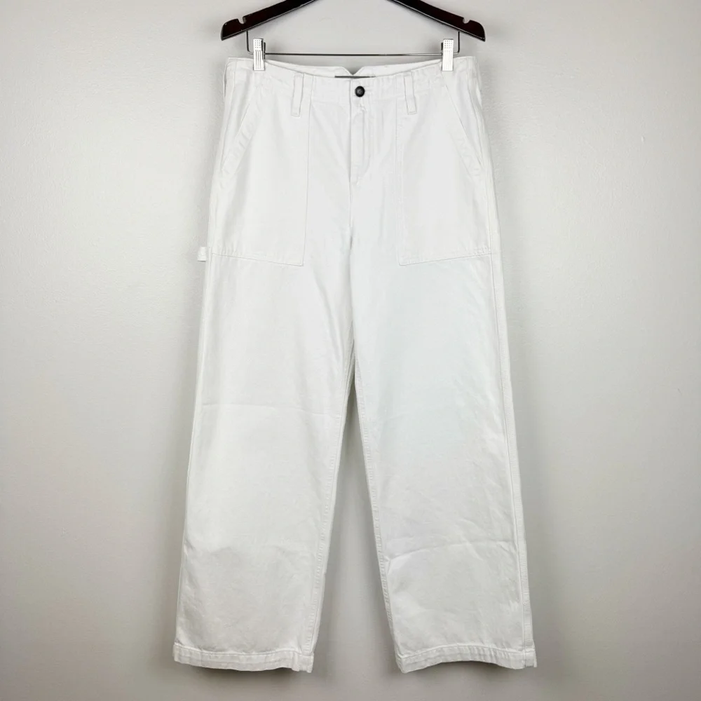 J. Crew Point Sur Wide-Leg Carpenter Jeans White Size 29 NWT